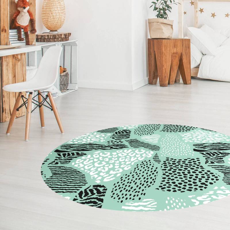 Runder Vinyl-Teppich Animalprint Zebra Tiger Leopard Südamerika