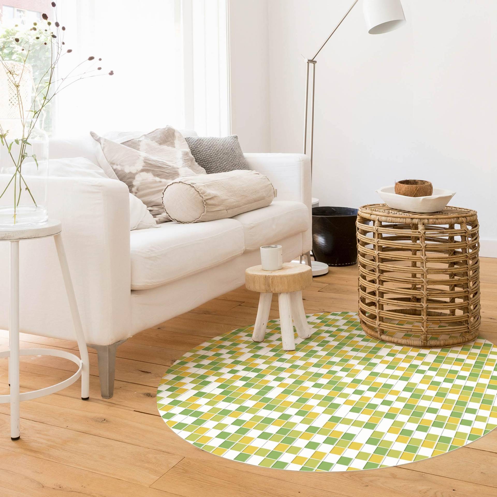 Runder Vinyl-Teppich Mosaikfliesen Frühlingsset