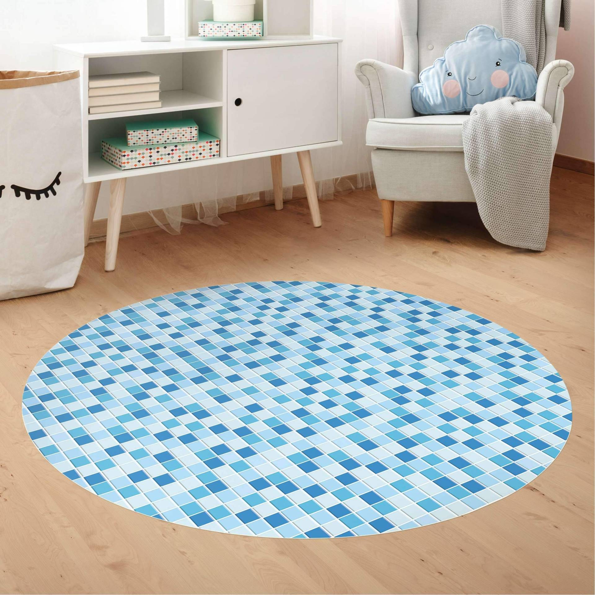 Runder Vinyl-Teppich Mosaikfliesen Meeresrauschen