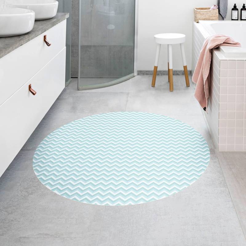 Runder Vinyl-Teppich No.YK39 ZickZack Muster Blau