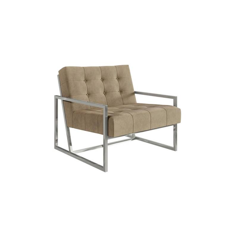 S-Style Möbel LOUNGESESSEL Beige, Silber