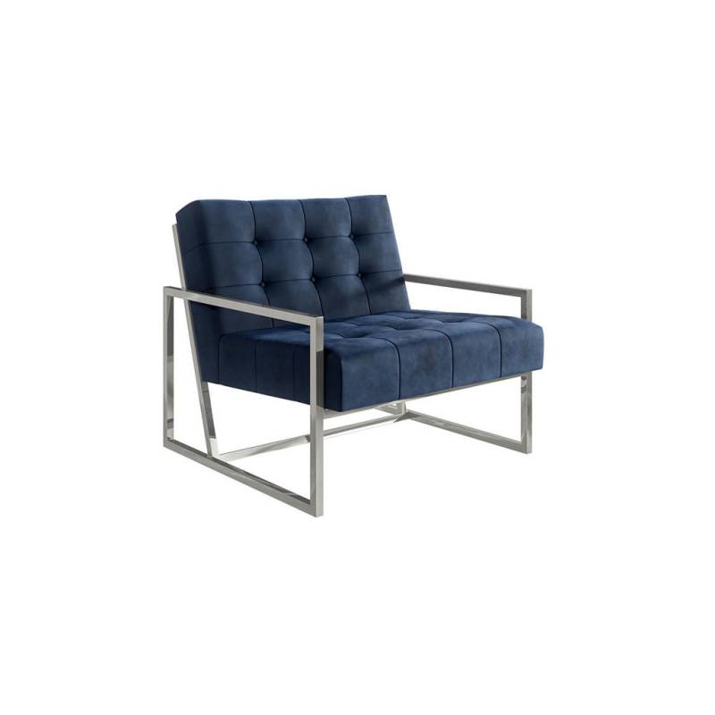 S-Style Möbel LOUNGESESSEL Dunkelblau, Silber
