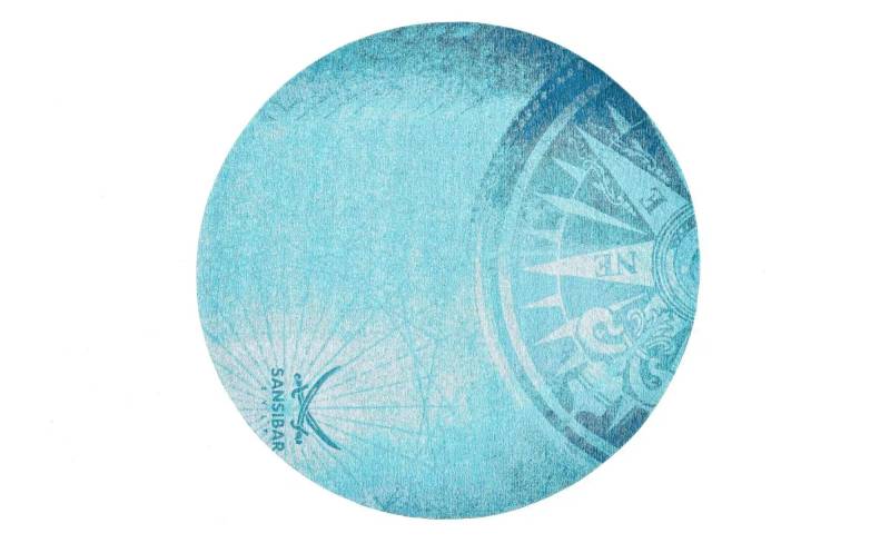 SANSIBAR Sylt Webteppich  Keitum ¦ blau ¦ Baumwolle ¦ Maße (cm): B: 160 H: 0,3 Teppiche > Kurzflorteppiche - Höffner