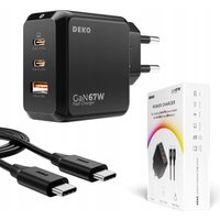 SCHNELLES USB-C-LADEGERÄT UNIVERSAL 3x USB 67W 65W TYP C + USB-C-KABEL 100W von DEKO