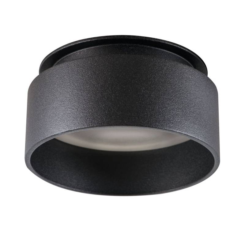 SET Einbaustrahler, Einbauspot, Einbaurahmen Aluminiumlegierung schwarz, starr, rund mit Diffusor BØ67mm + LED Leuchtmittel & GU10 Sockel wählbar