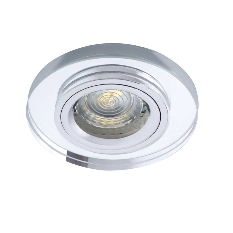 SET LED Einbaurahmen Einbaustrahler, Einbauspot Glas weiss, starr, rund BØ90-100mm + LED Leuchtmittel & GU10 Sockel wählbar
