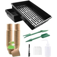 SET MIT 4x SÄMLINGSSCHALEN FÜR SÄMLINGE OHNE LÖCHER 60x TÖPFE