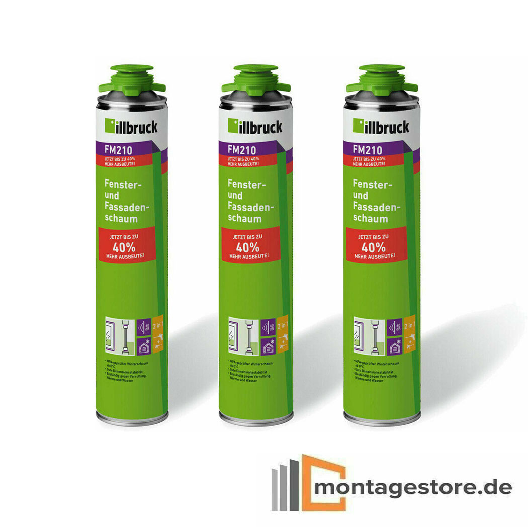 SET illbruck 3x FM210 Fenster u. Fassadenschaum Pistolenschaum Bauschaum 880ml Dose von Montagestore