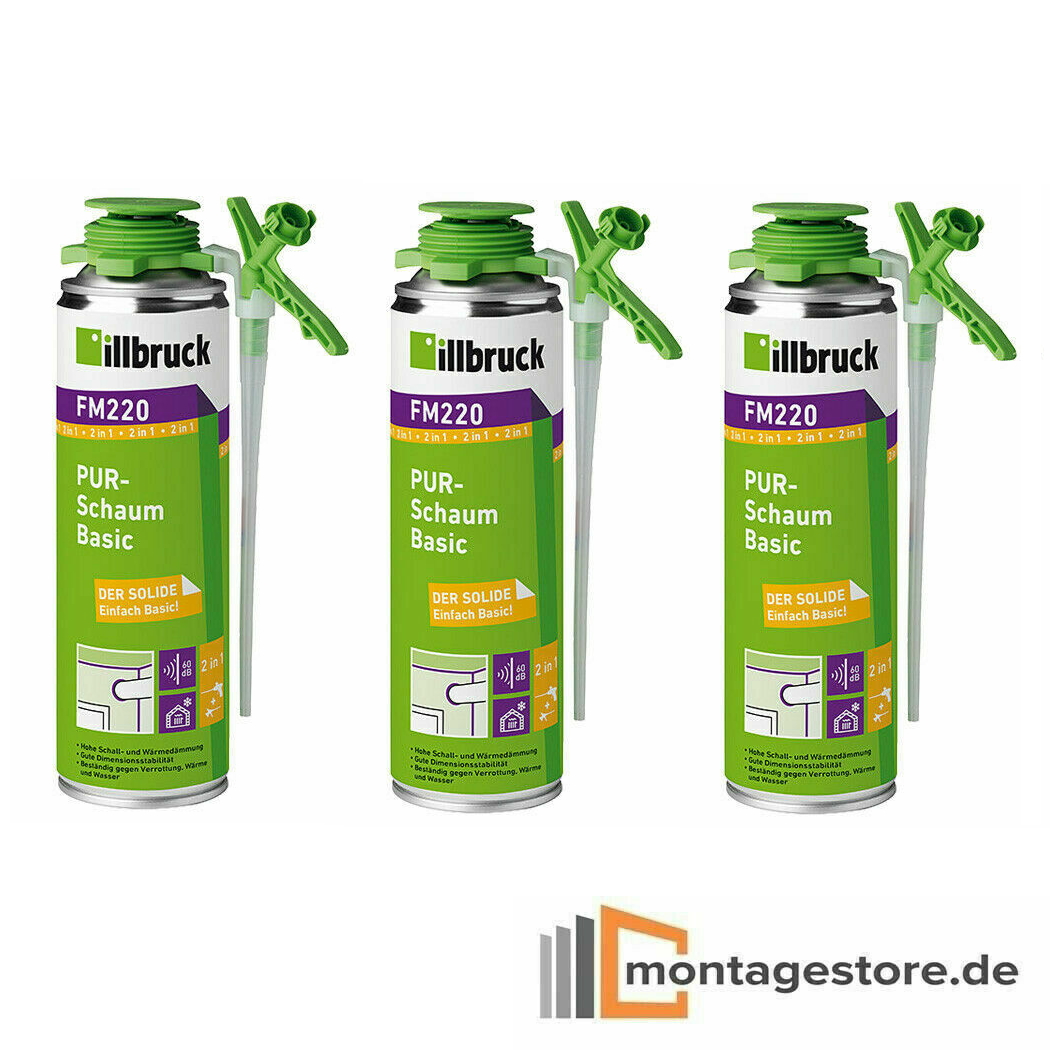 SET illbruck 3x FM220 Pistolenschaum Montageschaum Bauschaum Dose 500ml von Montagestore