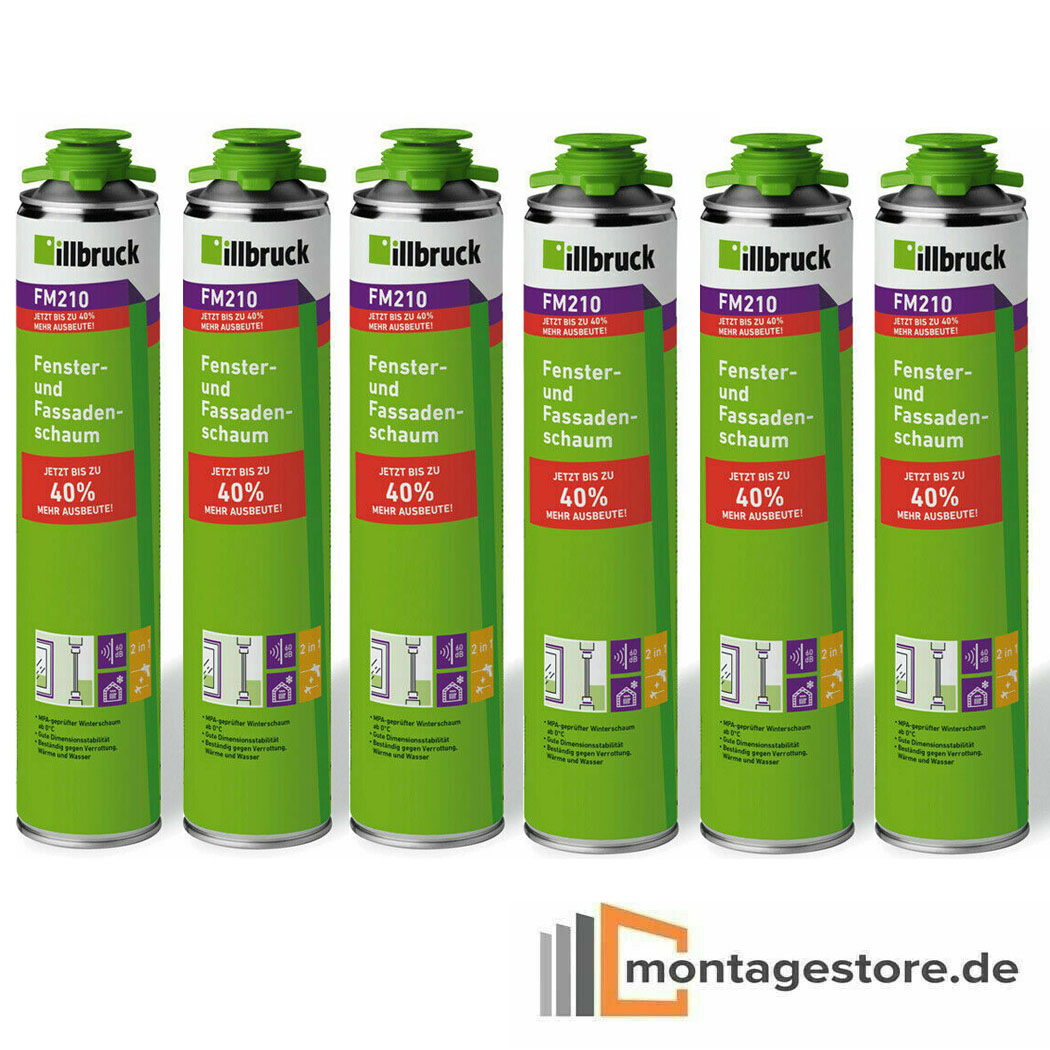 SET illbruck 6x FM210 Fenster/Fassadenschaum Pistolenschaum Bauschaum 880ml Dose von Montagestore