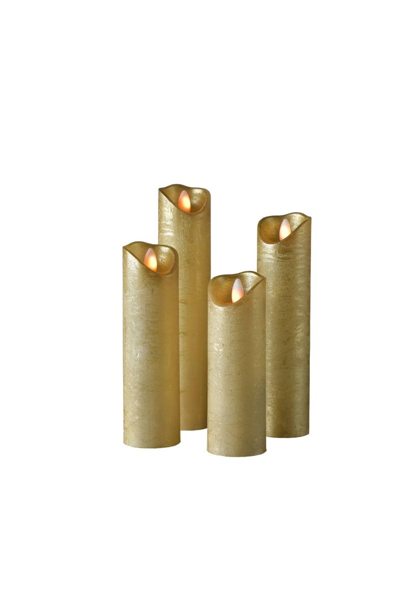 SOMPEX LED Wachskerze SHINE 4er Set schmal | gold | gefrostet | fernbedienbar | Timer von SOMPEX