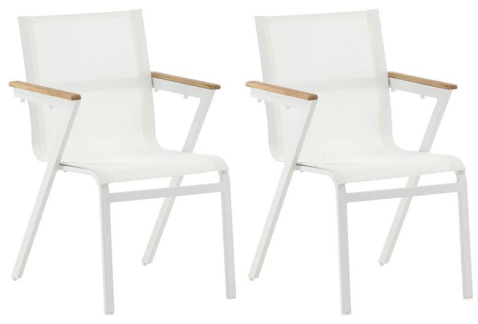 Stapelsessel-Set Mexico 2er Set ca. 57x87 cm Alu Weiß von Gardenson