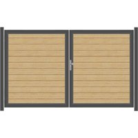 SYSTEM ALU PLUS Doppeltor-Set in Lärche Breite 3000mm Höhe 1800mm Links Klinke ohne zum Einbetonieren Silber Manuell betrieben