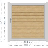 SYSTEM ALU PLUS Tor-Set in Lärche Breite 1750mm Höhe 1800mm DIN links Klinke ohne zum Einbetonieren Silber
