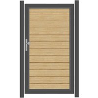 SYSTEM ALU PLUS Tor-Set in Lärche Höhe 1800mm DIN links Klinke ohne zum Einbetonieren Silber