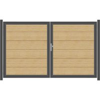 SYSTEM ALU XL Doppeltor-Set in Lärche Breite 3000mm Höhe 1800mm Links Klinke ohne zum Einbetonieren Silber Manuell betrieben