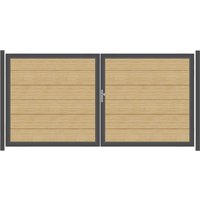 SYSTEM ALU XL Doppeltor-Set in Lärche Breite 3600mm Höhe 1800mm Links Klinke ohne zum Einbetonieren Silber Manuell betrieben