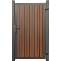 SYSTEM NEO PLATINUM Tor-Set in Teak Braun Höhe 1800mm - senkrecht DIN links Klinke Montageprofil zum Aufdübeln Anthrazit