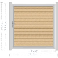 SYSTEM RHOMBUS Tor-Set in Lärche Breite 1750mm Höhe 1800mm DIN links Klinke Montageprofil zum Einbetonieren Silber