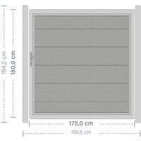 SYSTEM WPC XL Tor-Set in Grau Breite 1750mm Höhe 1800mm DIN links Klinke ohne zum Einbetonieren Silber SYSTEM WPC XL Tor-Set in Grau Breite 1750mm Höhe 1800mm DIN links Klinke ohne zum Einbetonieren Silber