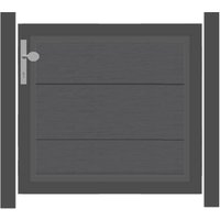 SYSTEM WPC XL Vorgartentor-Set in Anthrazit Höhe 900mm DIN links Klinke ohne zum Einbetonieren Anthrazit