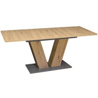 Säulentisch ausziehbar V-Gestell ca. 140-180 cm Asteiche / Graphit