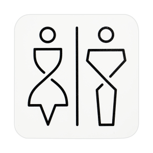SanTRAL® WC Schild Damen und Herren, Artic White, selbstklebend, Hinweisschild Toilette für öffentliche Bereiche und Einrichtungen, 1 Stück