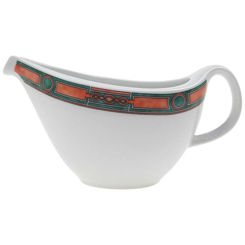 Sauciere Botticelli Design Grün Lachsrosa Dekor gebraucht - gut