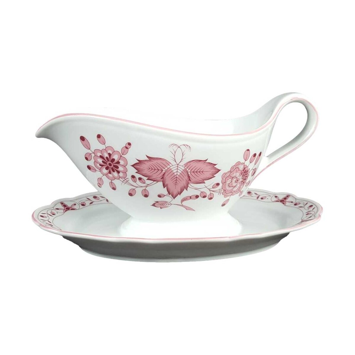 Sauciere Tirschenreuth Unbekannte Formen Blumenmuster mit rosa Rand gebraucht - sehr gut
