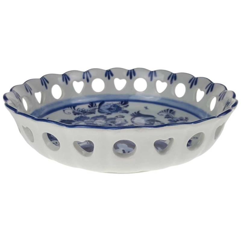 Schale Durchbruchschale 18,5 cm Vogelmotiv Rund Delfts Blauw