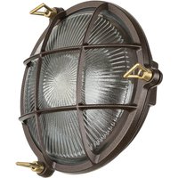 Schiffslampe Wand Ø 21 cm Messing Glas E27 IP64 außen von Lido