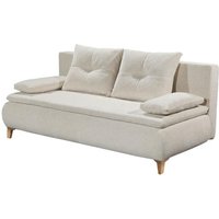 Teddy Sofa Schlafsofa mit Bettkasten Creme Beige 202 cm breit MAGNUS