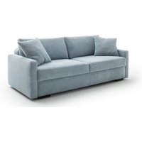 Funktionssofa inkl. Bettkasten und Topper Blau / Grau