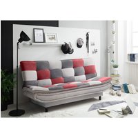 Schlafsofa mit Bettkasten in 188x118 cm PIRNA-09, in der Farbe silver, berry, dark grey