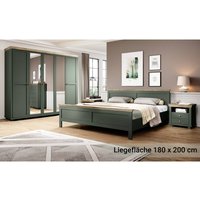Schlafzimmer Komplett Set EPSOM-83 Doppelbett Liegefläche 180 x 200 cm, in grün mit Lefkas Eiche Nb.