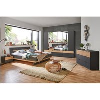Schlafzimmer Komplett Set GRANADA-43 mit Bett 180x200cm und 6-trg. Kleiderschrank in graphit mit Artisan Eiche Nb.