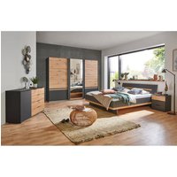 Schlafzimmer Komplett Set GRANADA-43 mit Bett 180x200cm und Schwebetürenschrank in graphit mit Artisan Eiche Nb.