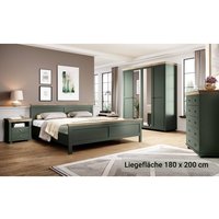 Schlafzimmer Komplett Set grün Landhausstil EPSOM-83 Doppelbett Liegefläche 180 x 200 cm, in grün mit Lefkas Eiche Nb.