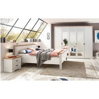 Schlafzimmer Set 4-teilig Bett 180x200cm Pinie weiß mit Eiche JÜLICH-77