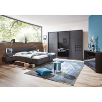 Schlafzimmer Set BRIXEN-43 mit Bett 180x200cm inkl. Nachtkommode in graphit mit schwarz