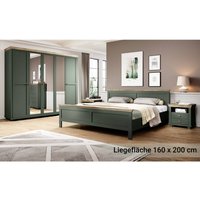 Schlafzimmer Set im Landhausstil EPSOM-83 Doppelbett Liegefläche 160 x 200 cm, in grün mit Lefkas Eiche Nb.