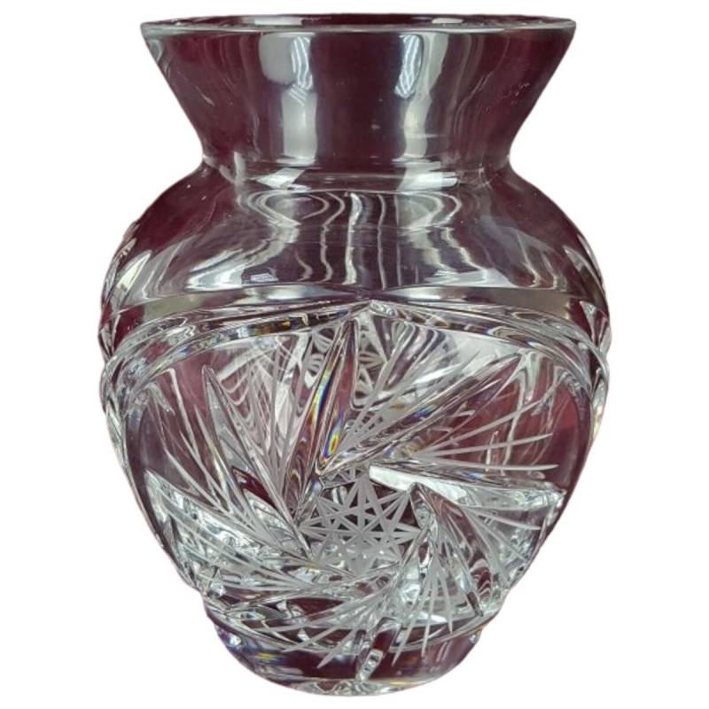 Schleuderstern Kristallglas klar Vase Blumenvase H 15,5 D 12,2 cm