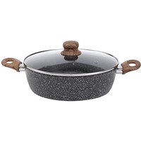 Schmorpfanne 28 cm mit Griffen in Holz Optik CRISPY Natura Wood Stone-Look Schwarz / weiß