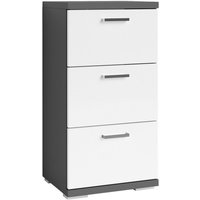 Schrank NEBRASKA anthrazit weiß Lack Hochglanz silber verchromt B/H/T: ca. 35,5x74x31,5 cm von byLIVING