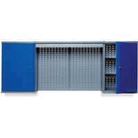 Hängeschrank mit 4 Einlegeböden + 4 Lochrückwänden + Lichtblende, HxBxT 600 x 1.600 x 190 mm, blau von Jungheinrich PROFISHOP