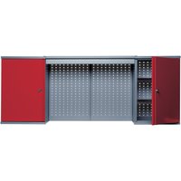 Hängeschrank mit 4 Einlegeböden + 4 Lochrückwänden + Lichtblende, HxBxT 600 x 1.600 x 190 mm, rot von Jungheinrich PROFISHOP