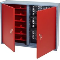 Hängeschrank mit 1 Lochrückwand + 18 Sichtboxen, HxBxT 600 x 800 x 190 mm, rot von Jungheinrich PROFISHOP