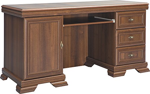 Furniture24 Schreibtisch Kora KB Arbeitstisch mit Tür, 4 Schubkasten und Tastaturablage (Samoa King) von Furniture24