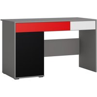 Schreibtisch LASER LASB01C von Wojcik Grau Platin Perlschwarz-Alpinweiß chilli red