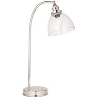 Schreibtischleuchte Metall Glas E14 verstellbar 53,3 cm Nickel von Endon